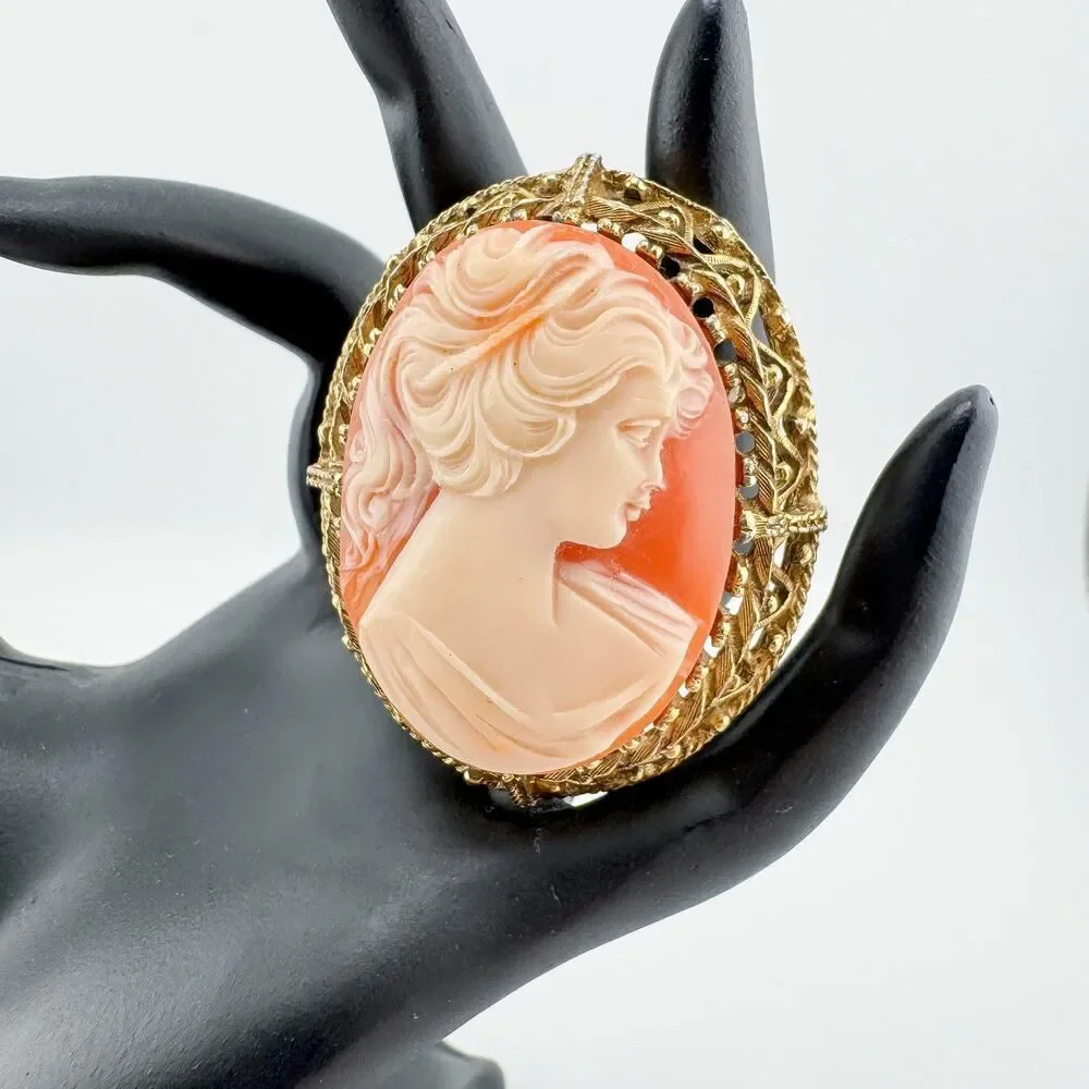 Vintage Cameo Brooch Victorian Elegance Timeless Large Chunky Goth Retro